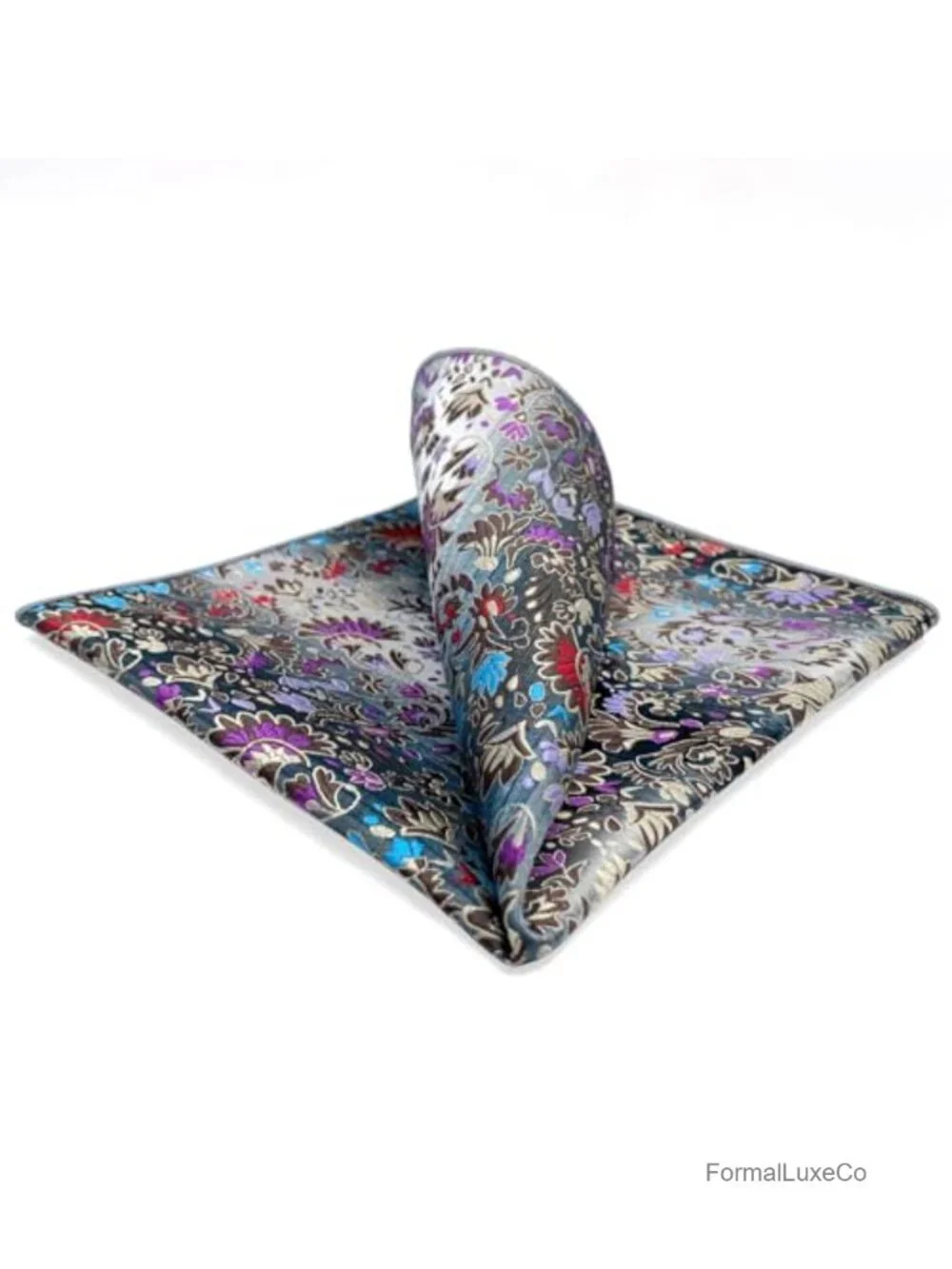 Silk Blend Paisley Pocket Square for Men - Jacquard Woven Hanky Large